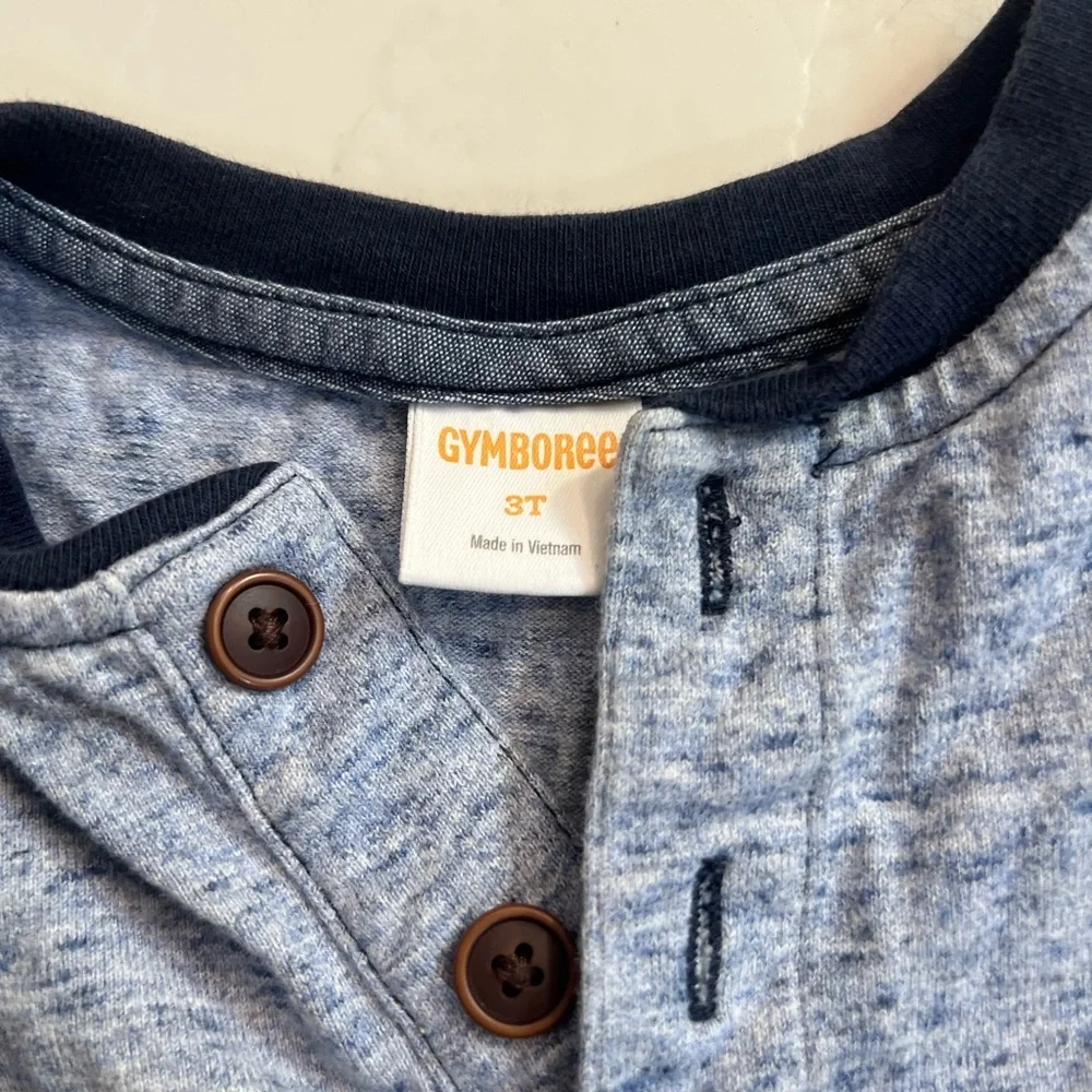 Gymboree Heathered Blue and Navy Long Sleeve Tee